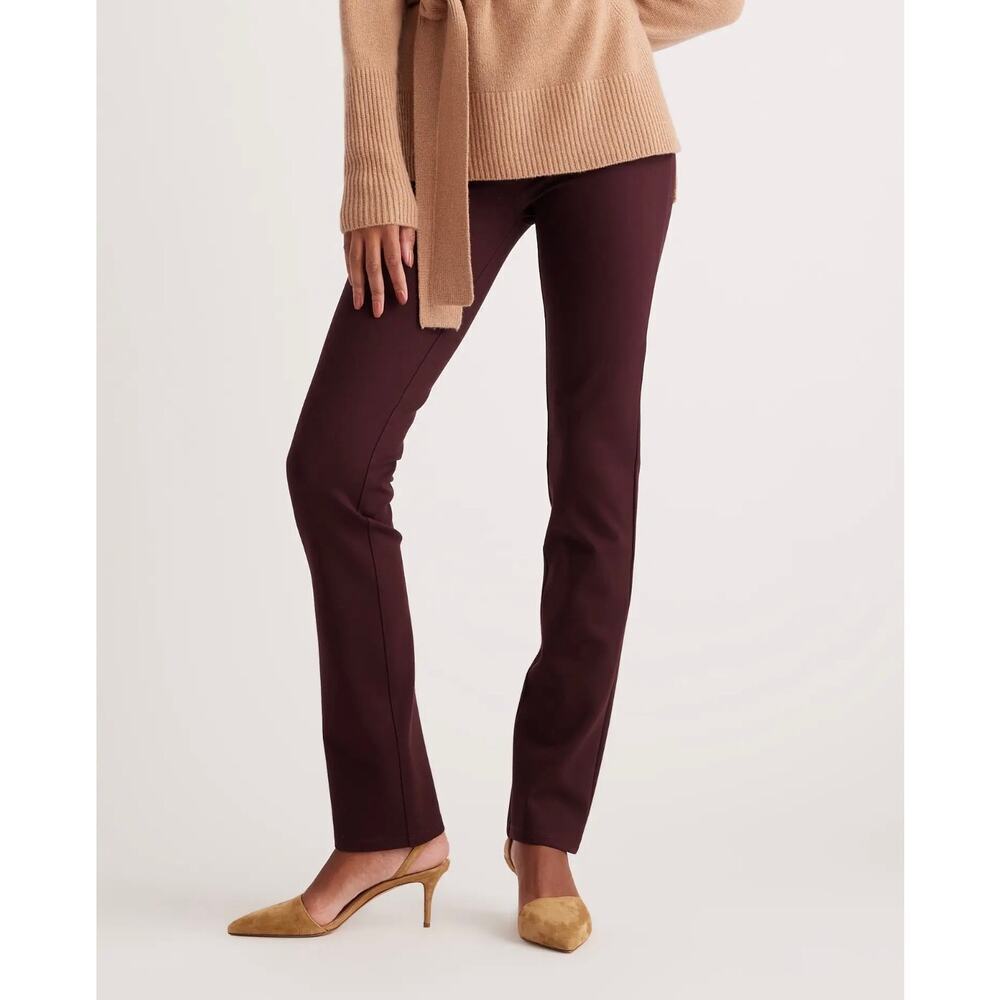 Quince Ultra-Stretch Pone Straight Leg Pants Burgundy Size XS